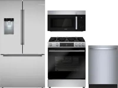 4 Piece Package Includes Refrigerator, Range, Microwave And Dishwasher