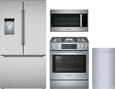 4 Piece Package Includes Refrigerator, Range, Microwave And Dishwasher