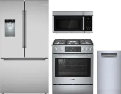 4 Piece Package Includes Refrigerator, Range, Microwave And Dishwasher