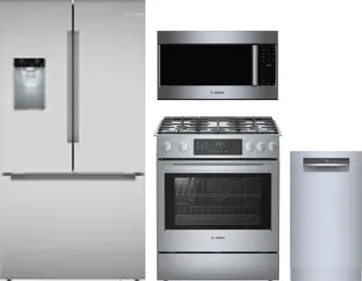 4 Piece Package Includes Refrigerator, Range, Microwave And Dishwasher