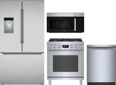 4 Piece Package Includes Refrigerator, Range, Microwave And Dishwasher