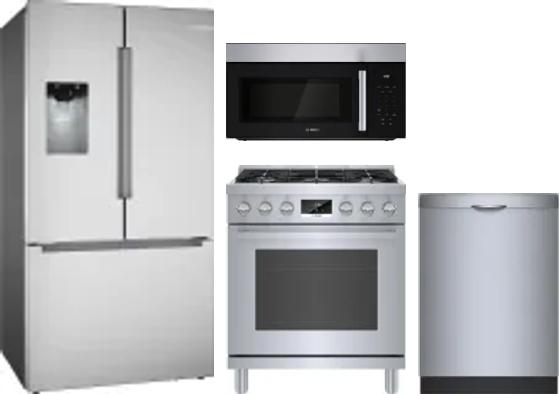 4 Piece Package Includes Refrigerator, Range, Microwave And Dishwasher