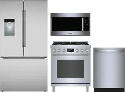 4 Piece Package Includes Refrigerator, Range, Microwave And Dishwasher