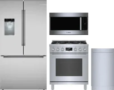 4 Piece Package Includes Refrigerator, Range, Microwave And Dishwasher