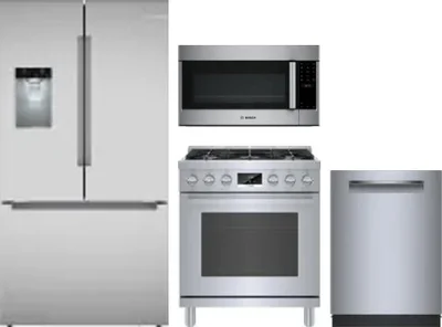 4 Piece Package Includes Refrigerator, Range, Microwave And Dishwasher