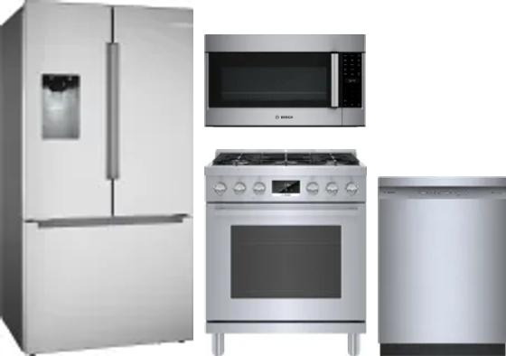 4 Piece Package Includes Refrigerator, Range, Microwave And Dishwasher