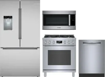 4 Piece Package Includes Refrigerator, Range, Microwave And Dishwasher