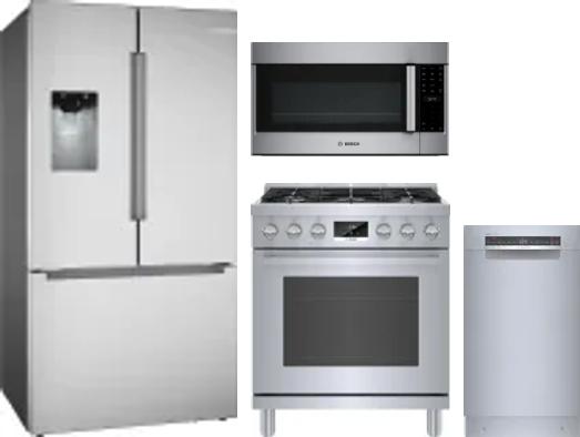 4 Piece Package Includes Refrigerator, Range, Microwave And Dishwasher