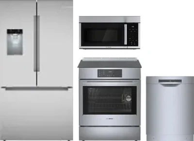 4 Piece Package Includes Refrigerator, Range, Microwave And Dishwasher