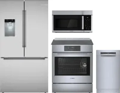 4 Piece Package Includes Refrigerator, Range, Microwave And Dishwasher