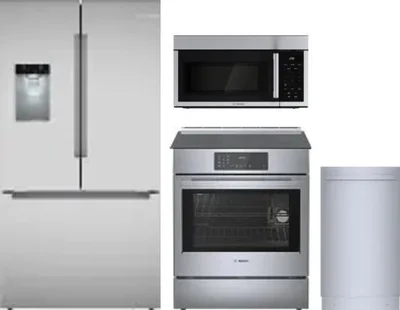 4 Piece Package Includes Refrigerator, Range, Microwave And Dishwasher