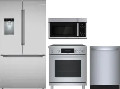 4 Piece Package Includes Refrigerator, Range, Microwave And Dishwasher