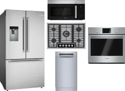 5 Piece Package Includes Refrigerator, Cooktop, Wall Oven, Microwave And Dishwasher