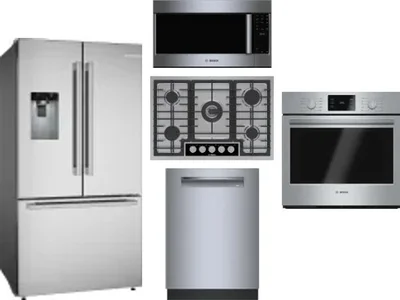 5 Piece Package Includes Refrigerator, Cooktop, Wall Oven, Microwave And Dishwasher