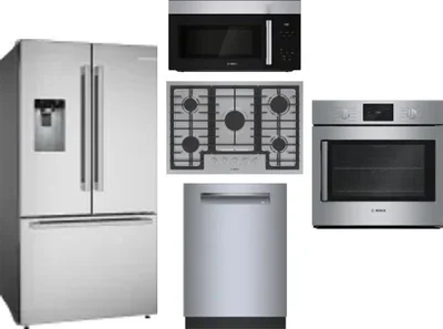 5 Piece Package Includes Refrigerator, Cooktop, Wall Oven, Microwave And Dishwasher