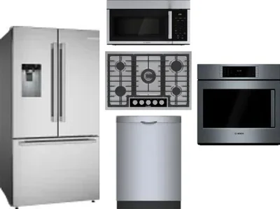 5 Piece Package Includes Refrigerator, Cooktop, Wall Oven, Microwave And Dishwasher