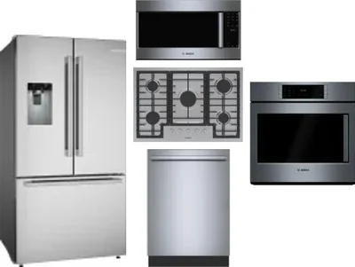 5 Piece Package Includes Refrigerator, Cooktop, Wall Oven, Microwave And Dishwasher