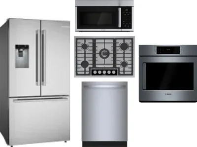 5 Piece Package Includes Refrigerator, Cooktop, Wall Oven, Microwave And Dishwasher