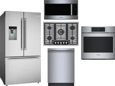 5 Piece Package Includes Refrigerator, Cooktop, Wall Oven, Microwave And Dishwasher