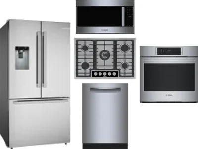 5 Piece Package Includes Refrigerator, Cooktop, Wall Oven, Microwave And Dishwasher