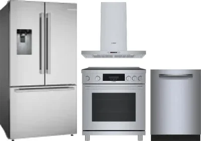 4 Piece Package Includes Refrigerator, Range, Hood And Dishwasher