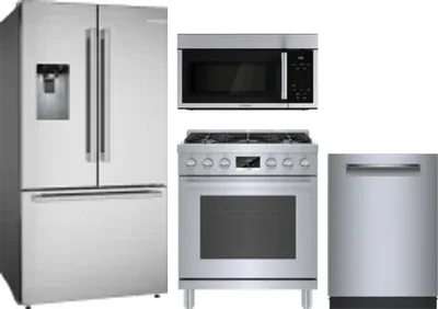 4 Piece Package Includes Refrigerator, Range, Microwave And Dishwasher