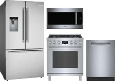 4 Piece Package Includes Refrigerator, Range, Microwave And Dishwasher