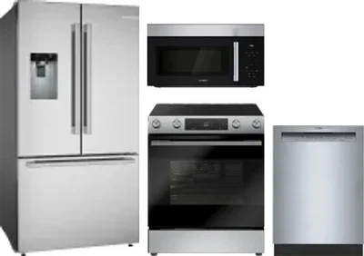 4 Piece Package Includes Refrigerator, Range, Microwave And Dishwasher