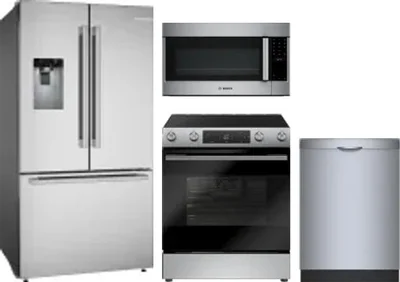 4 Piece Package Includes Refrigerator, Range, Microwave And Dishwasher