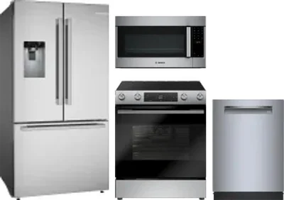 4 Piece Package Includes Refrigerator, Range, Microwave And Dishwasher