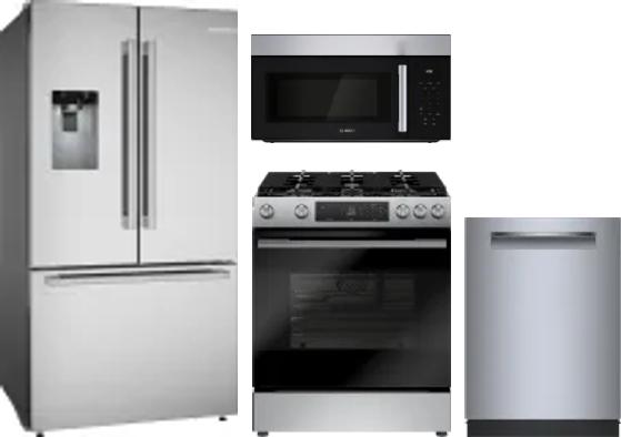 4 Piece Package Includes Refrigerator, Range, Microwave And Dishwasher