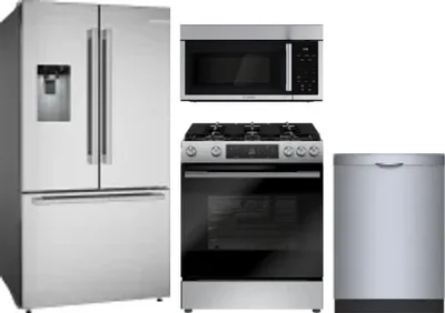 4 Piece Package Includes Refrigerator, Range, Microwave And Dishwasher