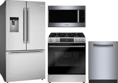 4 Piece Package Includes Refrigerator, Range, Microwave And Dishwasher