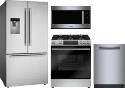 4 Piece Package Includes Refrigerator, Range, Microwave And Dishwasher