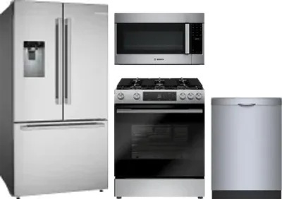 4 Piece Package Includes Refrigerator, Range, Microwave And Dishwasher