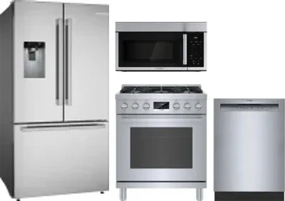 4 Piece Package Includes Refrigerator, Range, Microwave And Dishwasher