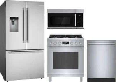 4 Piece Package Includes Refrigerator, Range, Microwave And Dishwasher
