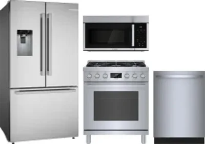 4 Piece Package Includes Refrigerator, Range, Microwave And Dishwasher