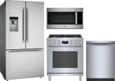 4 Piece Package Includes Refrigerator, Range, Microwave And Dishwasher