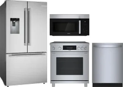 4 Piece Package Includes Refrigerator, Range, Microwave And Dishwasher
