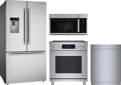 4 Piece Package Includes Refrigerator, Range, Microwave And Dishwasher