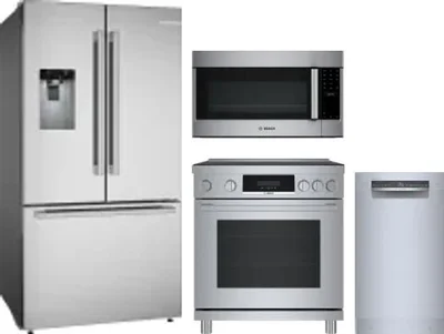 4 Piece Package Includes Refrigerator, Range, Microwave And Dishwasher