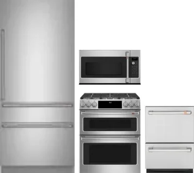 4 Piece Package Includes Refrigerator, Range, Microwave And Dishwasher