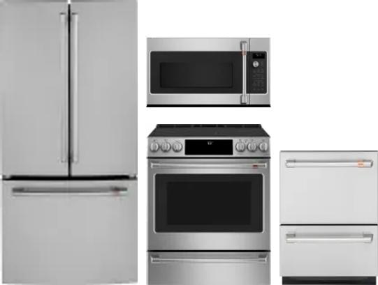 4 Piece Package Includes Refrigerator, Range, Microwave And Dishwasher