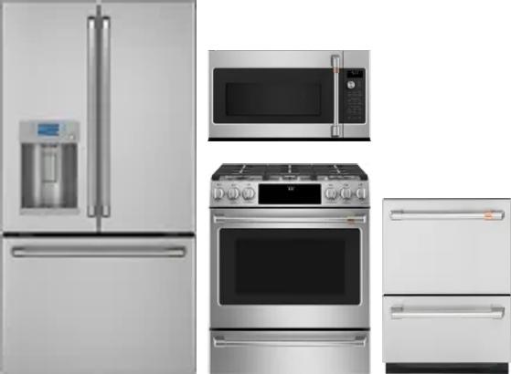 4 Piece Package Includes Refrigerator, Range, Microwave And Dishwasher