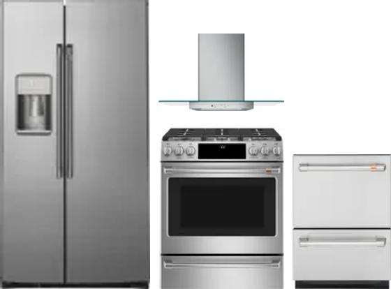 4 Piece Package Includes Refrigerator, Range, Hood And Dishwasher