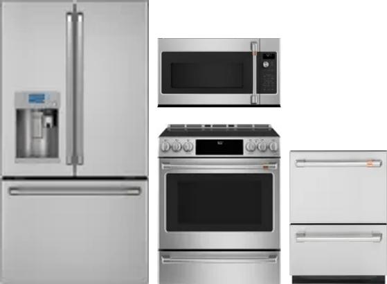 4 Piece Package Includes Refrigerator, Range, Microwave And Dishwasher