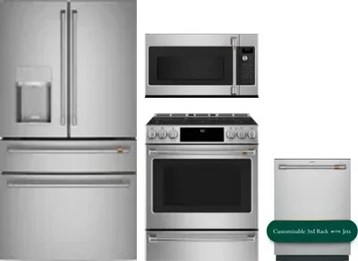 4 Piece Package Includes Refrigerator, Range, Microwave And Dishwasher