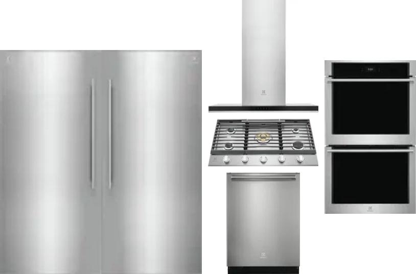 6 Piece Package Includes Refrigerator, Freezer, Cooktop, Wall Oven, Hood And Dishwasher