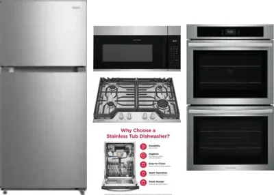 5 Piece Package Includes Refrigerator, Cooktop, Wall Oven, Microwave And Dishwasher